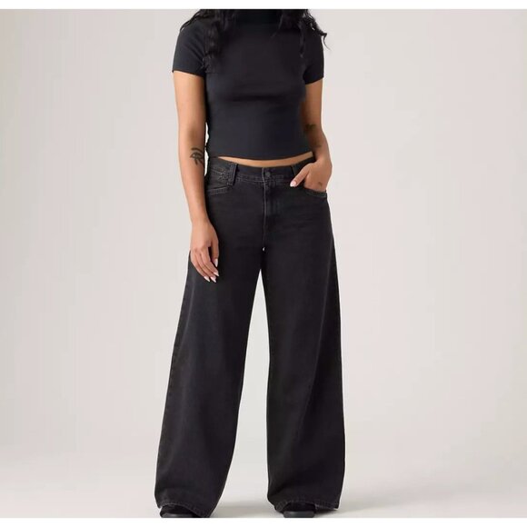 Levi's '94 Baggy Mid Rise Wide Leg Jeans Women’s Size 26x31 Over Exposure Black - Picture 1 of 4